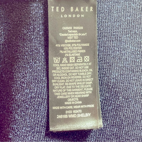 NWT Ted Baker Shelbiy Knitted Bardot Skater Dress. Navy Blue. Size 3 (US Size 6) - Picture 10 of 13